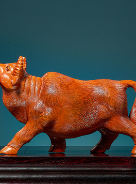 实木水牛摆件华尔街牛办公室客厅装饰工艺礼品摆饰生肖牛年公司开