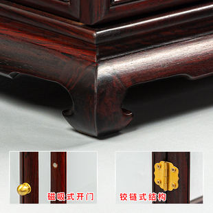 红酸枝开门宝笼玻璃罩观音佛像花瓶古董奇石防尘罩透明展示盒定制