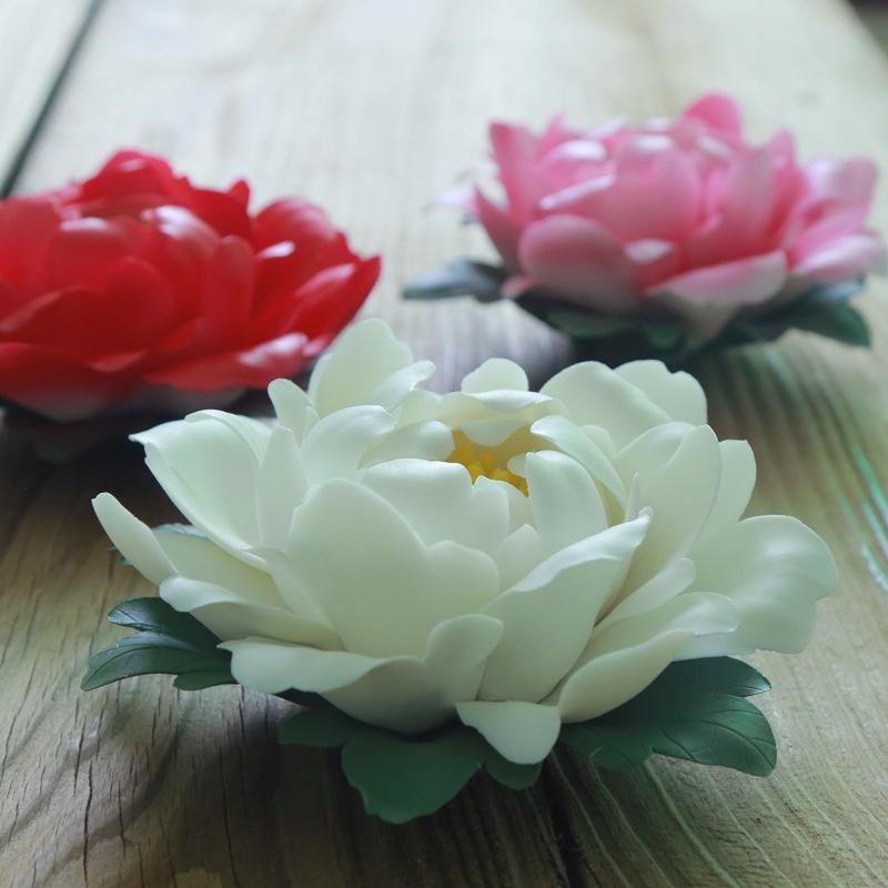 牡丹陶瓷禅意摆件手工香插工艺品花香薰炉家用家居装饰捏室内线香