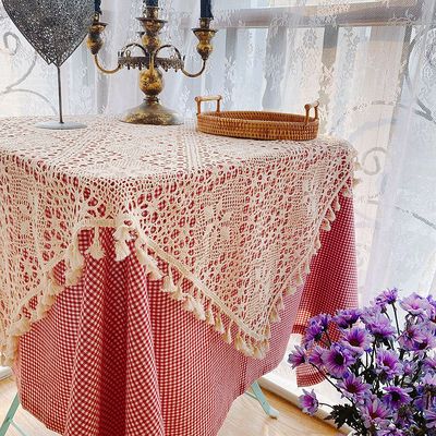 田园文艺可定制蕾丝流苏餐桌布茶几布阳台小桌布床头柜空调盖巾布
