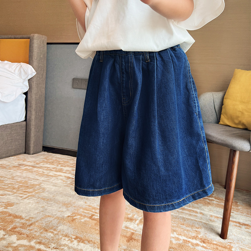 女童牛仔短裤宽松薄款2023夏季新款中大童休闲五分裤外穿软短裤子