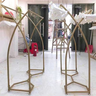 服装店展示架中岛架双排双杠落地式网红挂衣架男女服装店中间货架