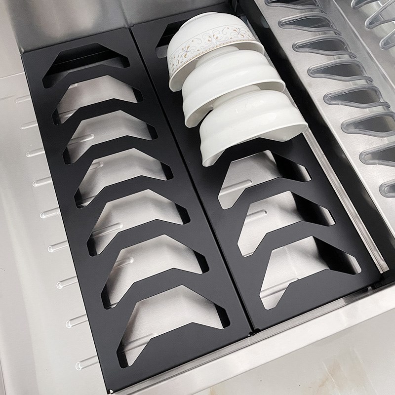 飞鸥厨房黑色不锈钢台面沥水碗架置物架抽屉橱柜内置收纳碗盘家用