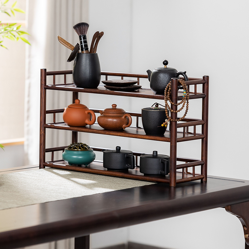 整装桌面博古架茶杯架茶具茶器收纳架茶桌紫砂壶摆放架小型置物架
