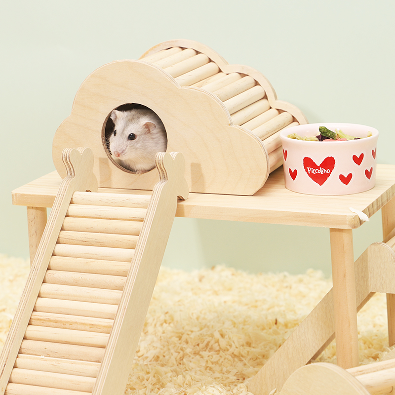 仓鼠窝实木玩具躲避屋小房子金丝熊兔兔大象造型造景用品大全爬梯
