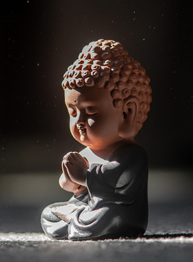 久造陶瓷家居客厅桌面禅意摆件中式小如来佛像工艺品车载室内装饰