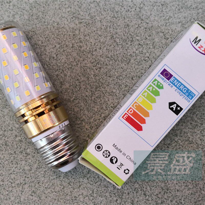mzxx LED灯泡 E14 金铝材 E27 12W 16W吊灯玉米LED泡 暖黄白变光
