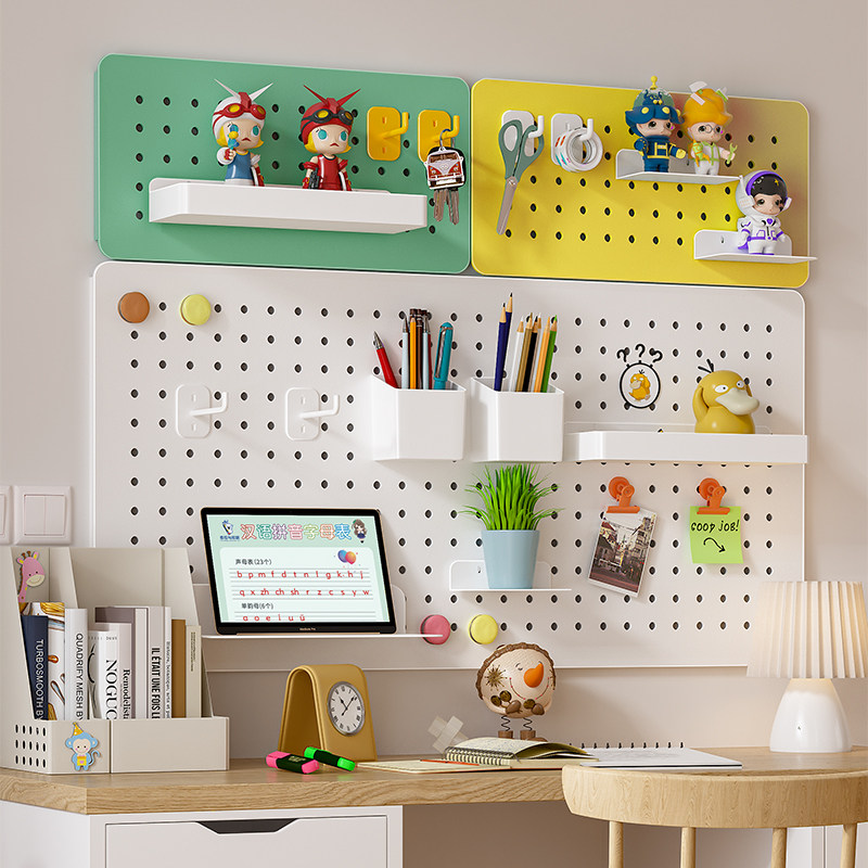 洞洞板置物架免打孔玄关学习书桌桌面收纳金属洞洞墙上挂板展示架,住宅家具,搁板/置物架/家用陈列架,淘宝优惠券,粉丝福利购,淘宝优惠卷