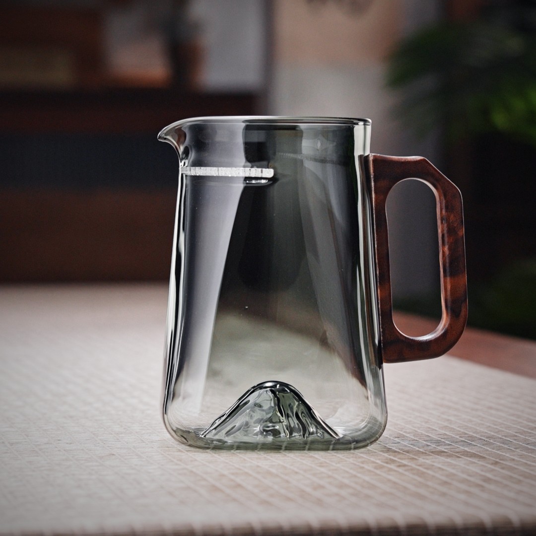 全度月牙公道杯硼硅耐热茶漏茶网一体端泡茶分茶器