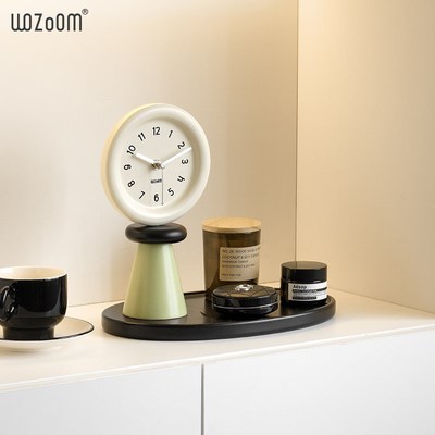 WOZOOM屋准家居奶油风时钟桌面摆件客厅玄关收纳托盘装饰品高级感