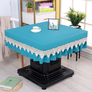 烤火桌子罩正方形防水防油免洗餐桌垫茶几现代麻将机罩桌布
