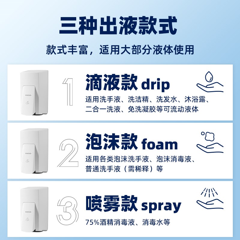 瑞沃泡沫皂液器壁挂式免打孔大容量商场卫生间洗手液盒喷雾消毒机