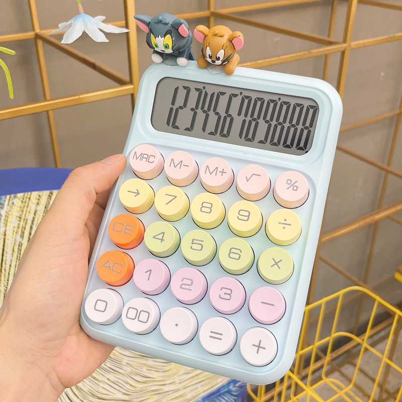 小新中号会计专用卡通计算机粉色无声款彩色高按键计算器糖果色