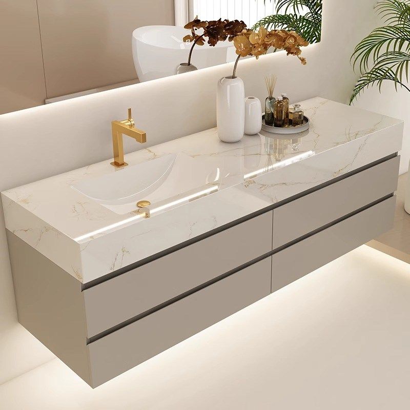 岩板陶瓷无缝一体现代洗手洗脸盆浴室柜洗漱台定制,家装主材,浴室柜组合,淘宝优惠券,粉丝福利购,淘宝优惠卷