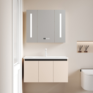 华安莎m窄长浴室柜小户型卫生间奶油风陶瓷洗漱洗手洗脸盆