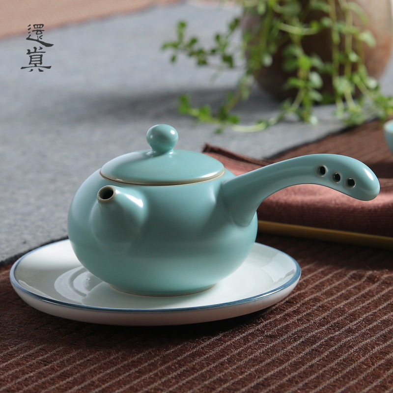 还真汝窑侧把壶便捷汝瓷小片冰裂泡茶壶复古风单壶功夫茶具