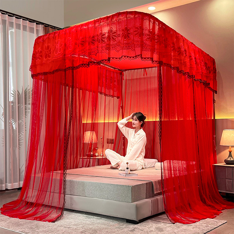 新款加粗U型导轨蚊帐加密婚庆单门支架1.8米2.0m1.2m床家用公主风,床上用品,蚊帐,淘宝优惠券,粉丝福利购,淘宝优惠卷