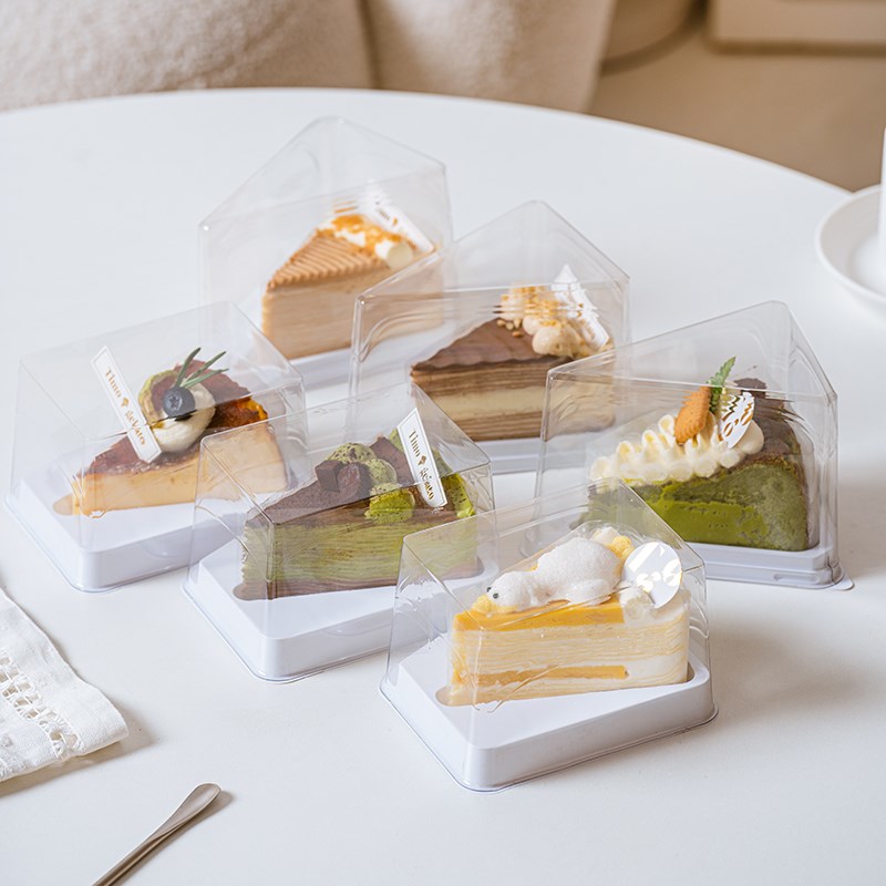 日式三角慕斯千层盒子切件蛋糕三角形切块打包西点透明烘焙包装盒