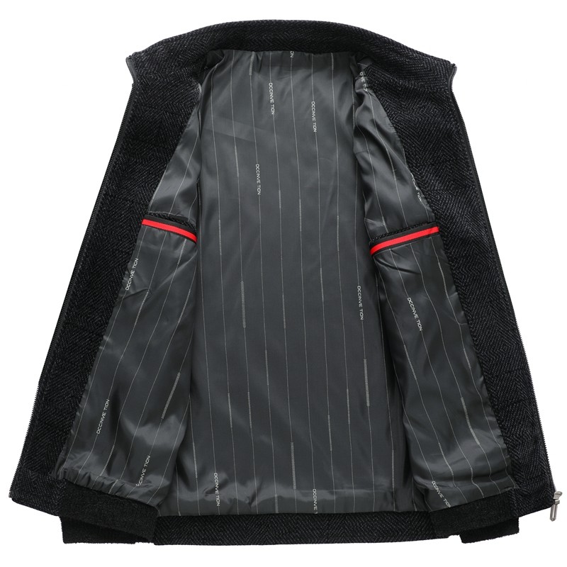 爸爸秋冬装雪尼尔外套中年男士翻领夹克中老年人男装加绒加厚棉衣