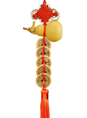 五帝钱葫芦挂件门对门卧室厕所客厅窗户床头朝西天然吉祥铜钱串