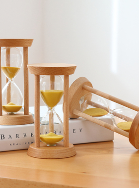 沙漏计时器儿童3分钟10时间15半一小时小摆件30流沙漏斗5防摔一套