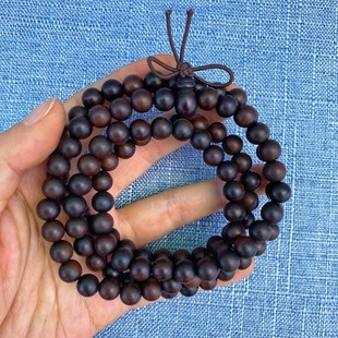 玉化雷击枣木108颗念珠手串流珠手链道家配饰随身挂件1cm手持法物