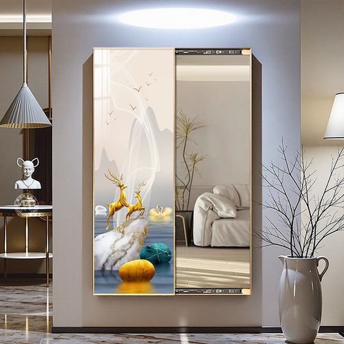 2025新款暗藏推拉式隐形穿衣镜挂画暗装全身镜轻奢风镜子挂画