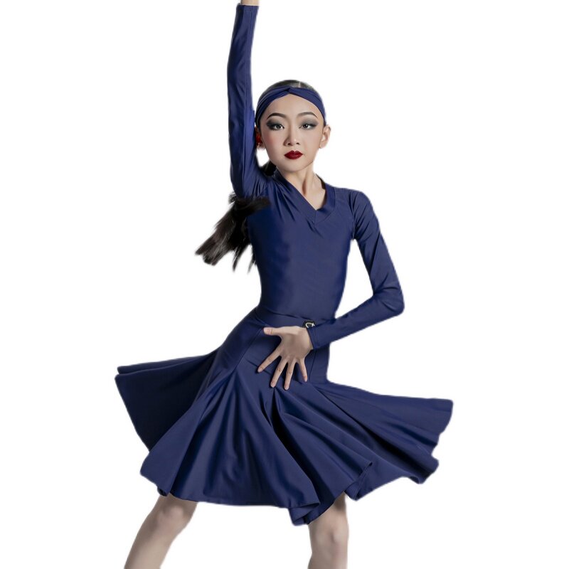 儿童拉丁舞服装女童少儿专业比赛服分体规定高端标准大裙摆舞蹈服