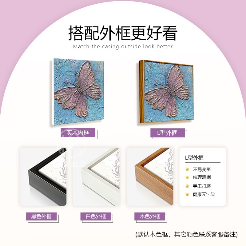立体蝴蝶石英砂丙烯肌理画diy全套材料包手工绘数字油画装饰挂画图片