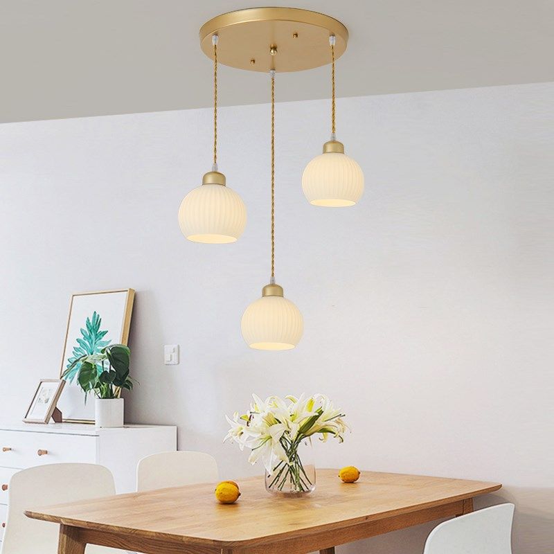 北欧三头吊灯餐厅餐桌吧台灯具奶油风圆球卧室床头单头玻璃小吊灯,家装灯饰光源,餐厅吊灯,淘宝优惠券,粉丝福利购,淘宝优惠卷