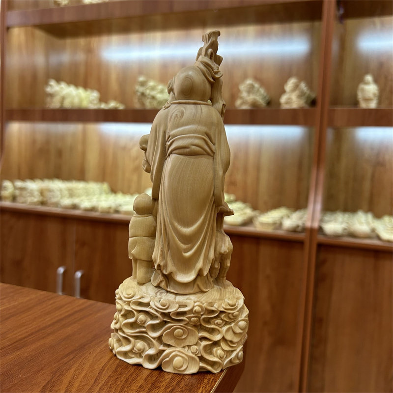 小叶黄杨木雕刻老寿星公摆件家居客厅装饰工艺礼品摆饰生日祝贺寿