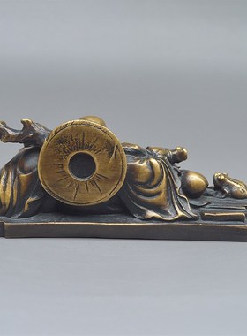 纯铜招财弥勒佛车载摆件大肚笑佛办公室书桌旺事业桌面装饰工艺品