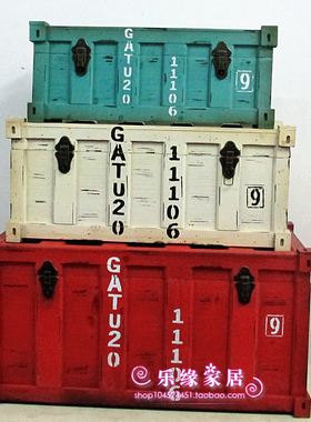 集装箱木箱 复古箱子 收纳箱 酒吧服装店橱窗陈列道具 室内装饰品