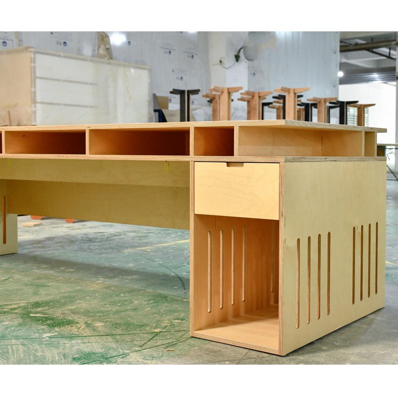 极简桦木桌海洋板办公桌电脑桌实木桌子中岛台设计师工作台会议桌