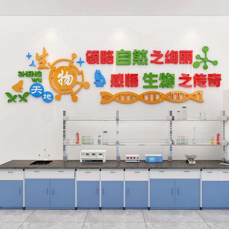 生物化学实验室墙中学教室装饰学校纸立体画