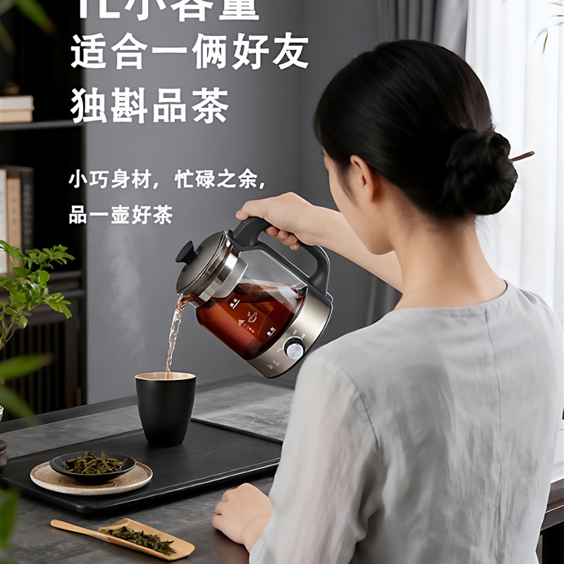 纯钛煮茶器喷淋式家用全自动蒸汽煮茶养生壶玻璃保温黑白茶煮茶壶