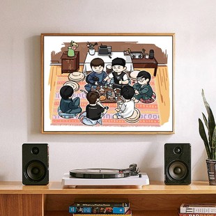 再就业男团数字油画diy手工填充涂色丙烯油彩画减压手绘填色