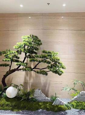 仿真迎客松假树罗汉松新中式室内造景绿植景观橱窗楼梯下软装布置