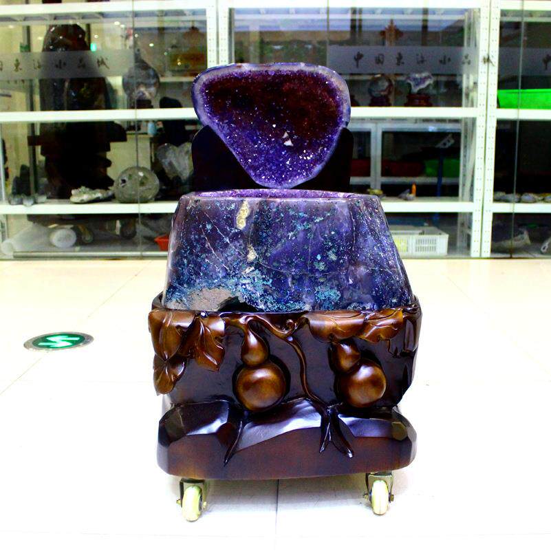 永韵天然紫水晶洞摆件紫晶洞玛瑙洞水晶洞紫色原石钱袋子