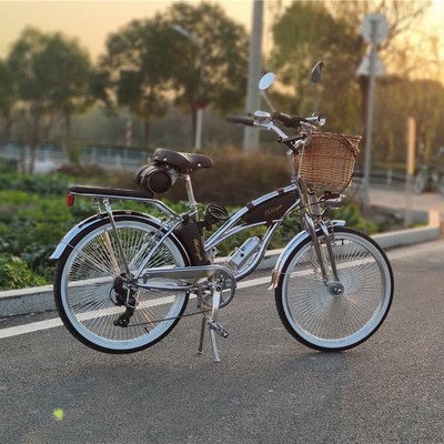 复古沙滩自行车变速24英寸女士豪华轻奢脚踏车Woman Cruiser Bike