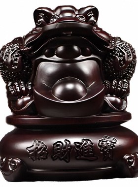 木雕摆件金蟾实木头雕刻新居客厅办公司店铺装饰纯手工艺业礼品