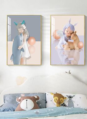 儿童房床头墙面装饰画女孩房间卧室挂画男孩男童女童布置卡通壁画