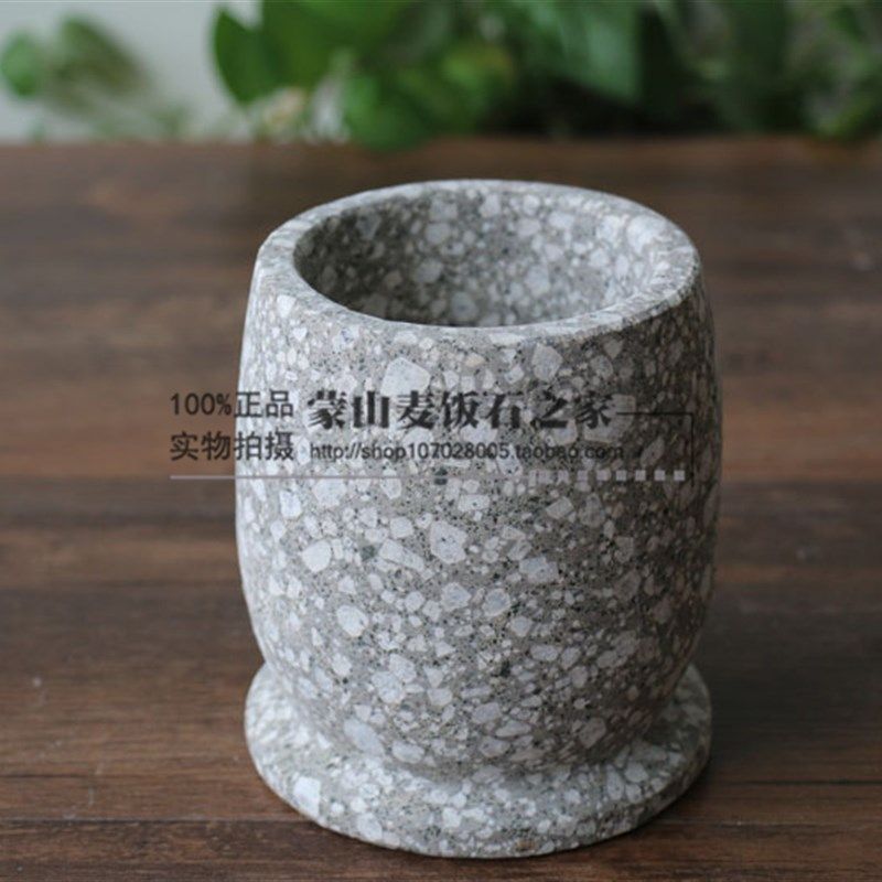 蒙山麦饭石石臼头手动捣蒜器锤家用蒜泥窝子罐研磨器钵体蒜臼药罐