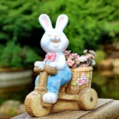 入户花园庭院动物兔子装 饰品幼儿园欢迎光临牌花盆景观布置摆件