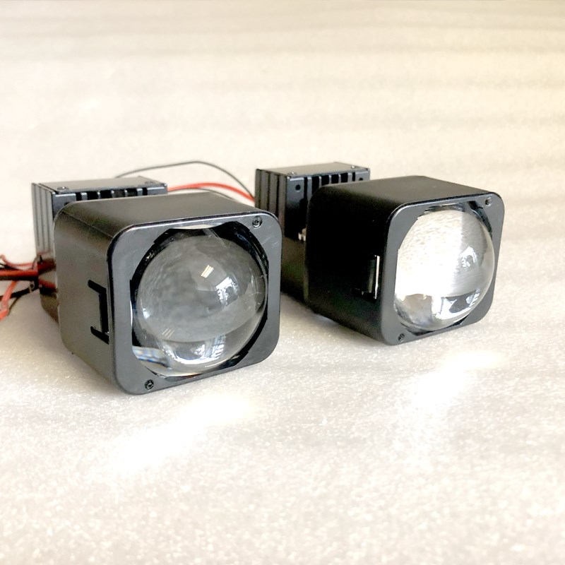 矩阵LED透镜大灯改装电动车远近光泡超亮平一字切线55W升级模组双