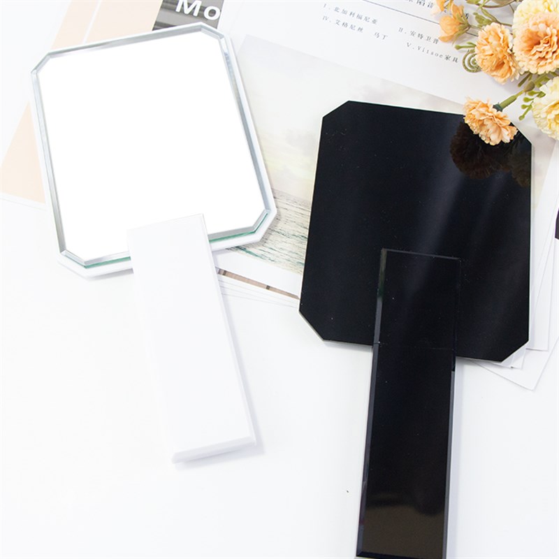 高清化妆镜子手把持柄简易梳妆镜子方形公主镜定制LOGO便携