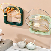 北欧轻奢厨房锅盖架免打孔壁挂式 多层砧板沥水收纳架切菜板置物架