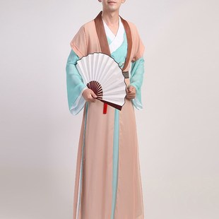 纸扇舞蹈服侠客男书生演出服汉服女古风扇子表演服书生舞蹈演出服