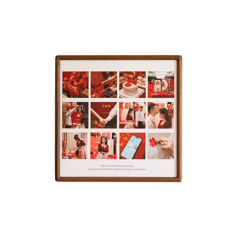 结婚宫格实木相框送新人闺蜜订婚纪念周年礼物diy洗照片定制摆台