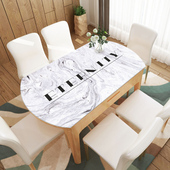 大理石纹椭圆形圆桌布北欧家用pvc桌垫防水防烫防油免洗餐桌垫子